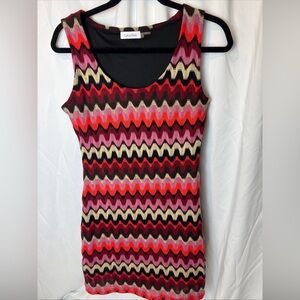 Calvin Klein Red and Pink Zigzag Dress